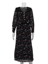 Elegant Print Ruffle Lapel Party Slim Dress